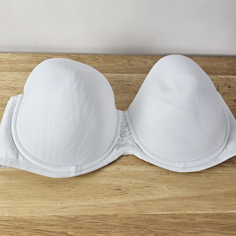 Vanity Fair Womens 42D Bra White Nylon Strapless Lined Underwire‎ Support Bust